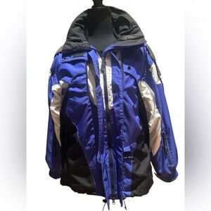 Couloir vintage blue black waterproof ski jacket insulated winter coat size M/L
